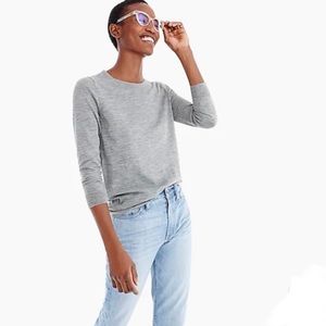 J. CREW Marino Wool 3/4 Crew Sweater Gray Small